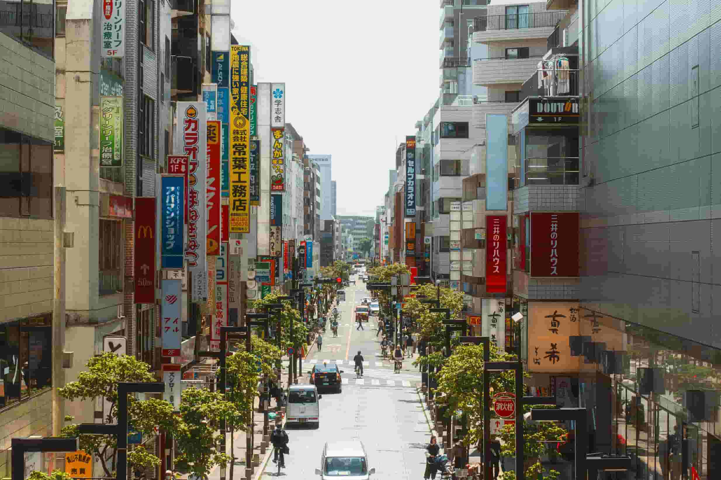 A Busy Street in Mikata, Tokyo